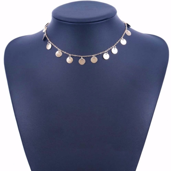 Coin Disk Tassel Droplets Gold Choker Necklace - Picture 5 of 6